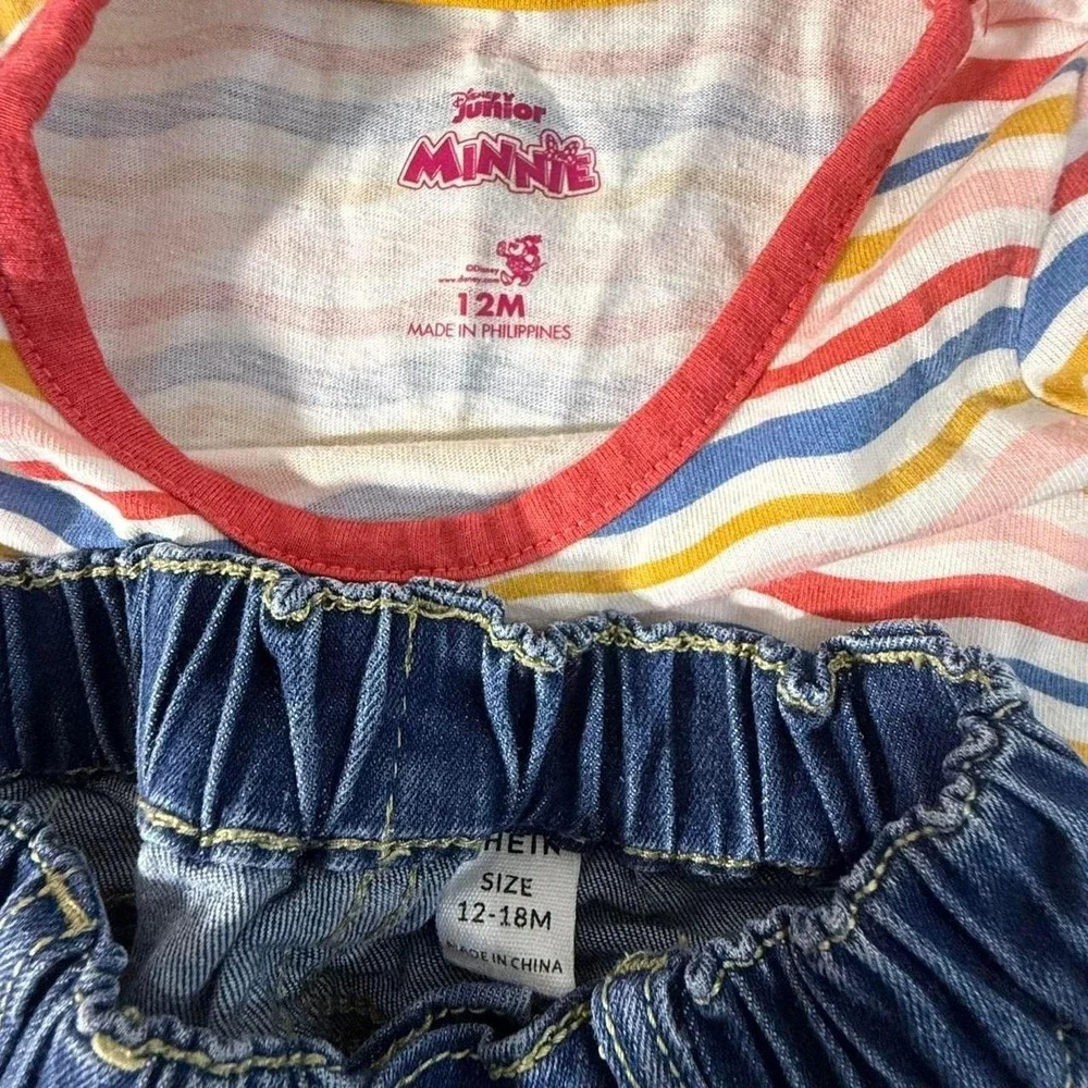 Baby girls stripes and denim pants outfit 12-18 months